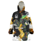 Personalised Penrith Panthers 1967-2026 Wearable Blanket Hoodie Panther Mascot 60th Anniversary - Watercolor Splash Art