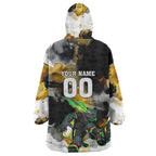Personalised Penrith Panthers 1967-2026 Wearable Blanket Hoodie Panther Mascot 60th Anniversary - Watercolor Splash Art