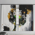 Personalised Penrith Panthers 1967-2026 Window Curtain Panther Mascot 60th Anniversary - Watercolor Splash Art