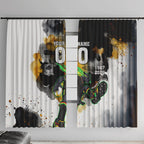 Personalised Penrith Panthers 1967-2026 Window Curtain Panther Mascot 60th Anniversary - Watercolor Splash Art