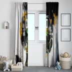 Personalised Penrith Panthers 1967-2026 Window Curtain Panther Mascot 60th Anniversary - Watercolor Splash Art