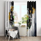 Personalised Penrith Panthers 1967-2026 Window Curtain Panther Mascot 60th Anniversary - Watercolor Splash Art