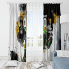 Personalised Penrith Panthers 1967-2026 Window Curtain Panther Mascot 60th Anniversary - Watercolor Splash Art