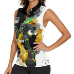 Personalised Penrith Panthers 1967-2026 Women Sleeveless Polo Shirt Panther Mascot 60th Anniversary - Watercolor Splash Art