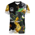 Personalised Penrith Panthers 1967-2026 Women V-Neck T-Shirt Panther Mascot 60th Anniversary - Watercolor Splash Art