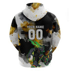 Personalised Penrith Panthers 1967-2026 Zip Hoodie Panther Mascot 60th Anniversary - Watercolor Splash Art
