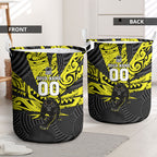 Custom Panthers Rugby 60th Anniversary Laundry Basket Penrith Polynesian Tribal Pattern - Traditional Tattoo