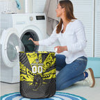 Custom Panthers Rugby 60th Anniversary Laundry Basket Penrith Polynesian Tribal Pattern - Traditional Tattoo