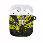 Custom Panthers Rugby 60th Anniversary AirPods Case Penrith Polynesian Tribal Pattern - Traditional Tattoo