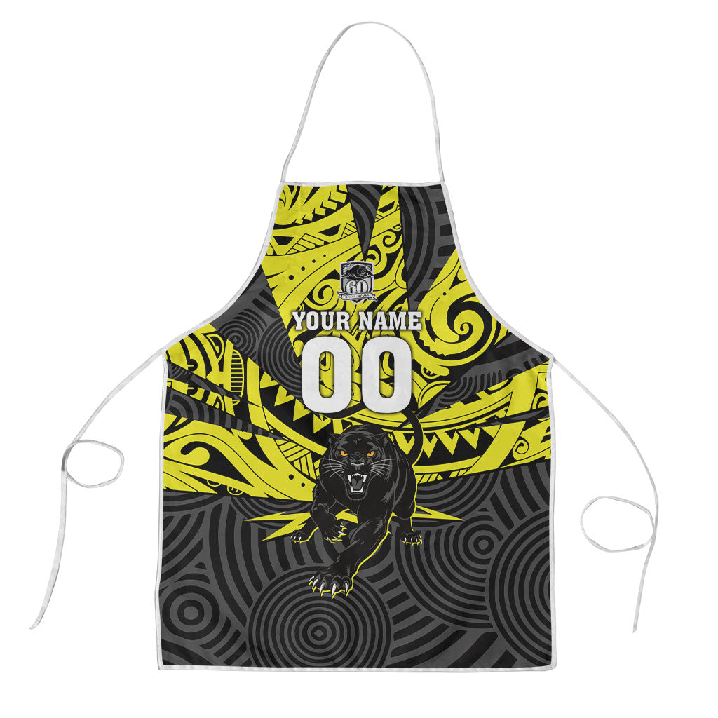 Custom Panthers Rugby 60th Anniversary Apron Penrith Polynesian Tribal Pattern - Traditional Tattoo