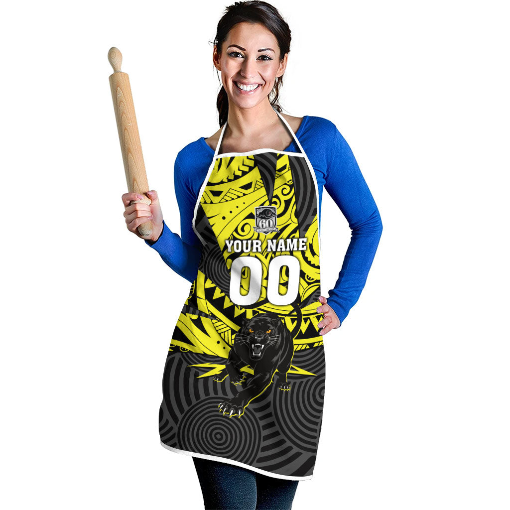 Custom Panthers Rugby 60th Anniversary Apron Penrith Polynesian Tribal Pattern - Traditional Tattoo