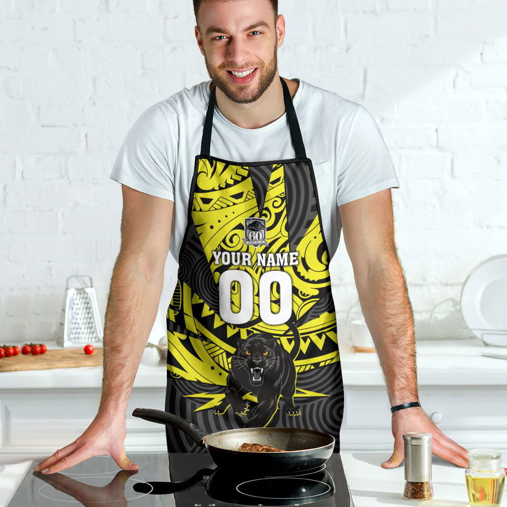 Custom Panthers Rugby 60th Anniversary Apron Penrith Polynesian Tribal Pattern - Traditional Tattoo