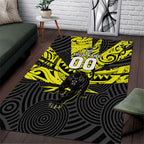 Custom Panthers Rugby 60th Anniversary Area Rug Penrith Polynesian Tribal Pattern - Traditional Tattoo