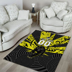 Custom Panthers Rugby 60th Anniversary Area Rug Penrith Polynesian Tribal Pattern - Traditional Tattoo