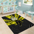 Custom Panthers Rugby 60th Anniversary Area Rug Penrith Polynesian Tribal Pattern - Traditional Tattoo