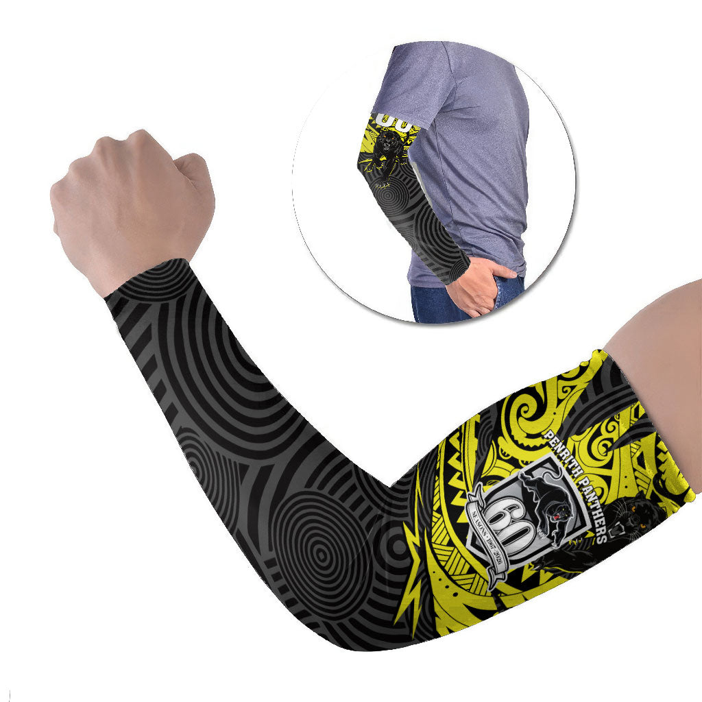 Custom Panthers Rugby 60th Anniversary Arm Sleeves Penrith Polynesian Tribal Pattern - Traditional Tattoo
