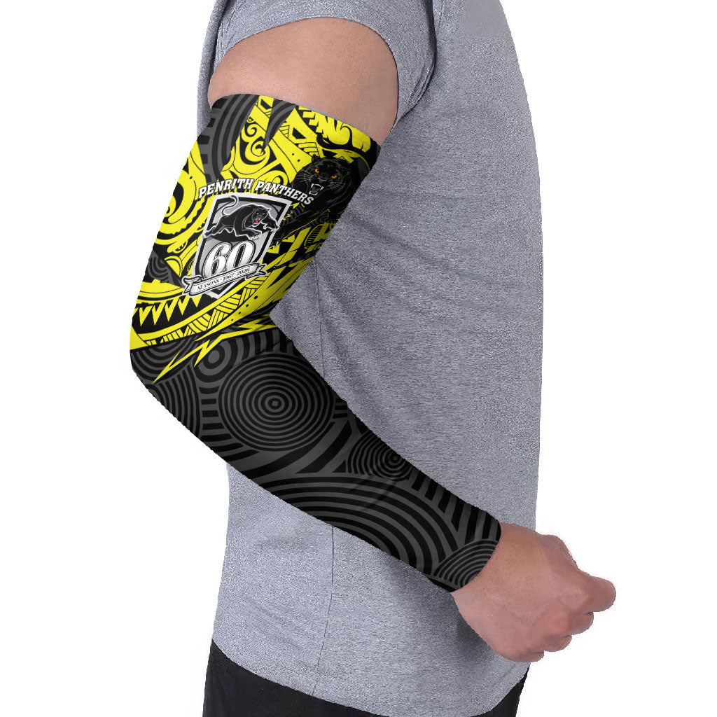 Custom Panthers Rugby 60th Anniversary Arm Sleeves Penrith Polynesian Tribal Pattern - Traditional Tattoo