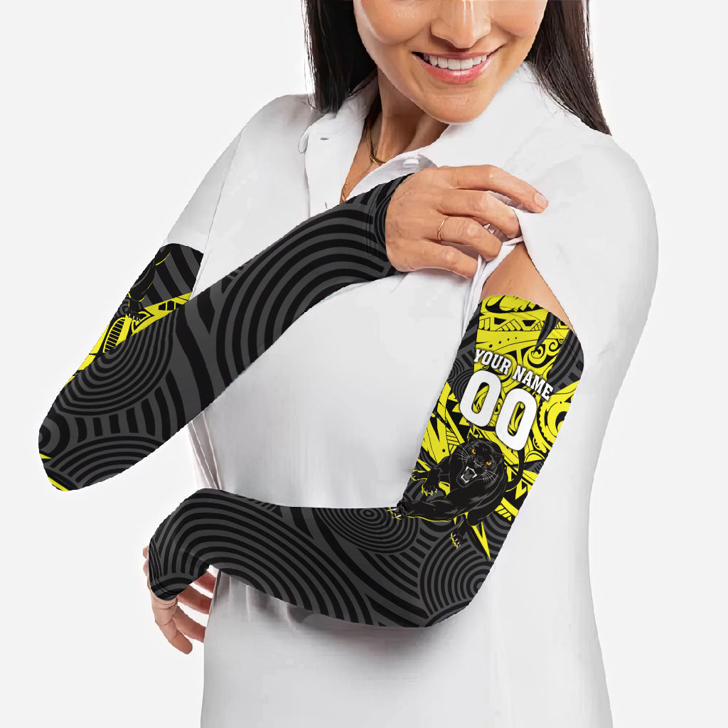 Custom Panthers Rugby 60th Anniversary Arm Sleeves Penrith Polynesian Tribal Pattern - Traditional Tattoo