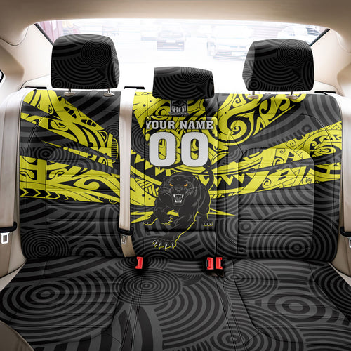 Custom Panthers Rugby 60th Anniversary Back Car Seat Cover Penrith Polynesian Tribal Pattern - Traditional Tattoo