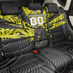 Custom Panthers Rugby 60th Anniversary Back Car Seat Cover Penrith Polynesian Tribal Pattern - Traditional Tattoo
