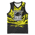 Custom Panthers Rugby 60th Anniversary Basketball Jersey Penrith Polynesian Tribal Pattern - Traditional Tattoo