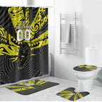 Custom Panthers Rugby 60th Anniversary Bathroom Set Penrith Polynesian Tribal Pattern - Traditional Tattoo