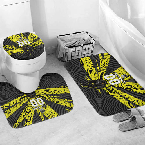 Custom Panthers Rugby 60th Anniversary Bathroom Set Penrith Polynesian Tribal Pattern - Traditional Tattoo