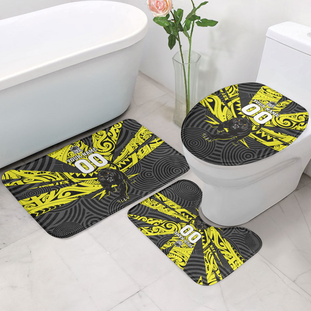 Custom Panthers Rugby 60th Anniversary Bathroom Set Penrith Polynesian Tribal Pattern - Traditional Tattoo