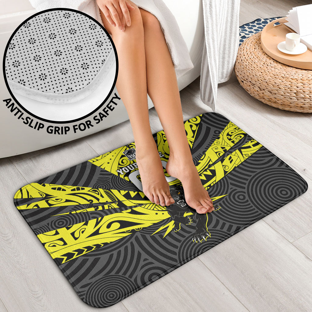 Custom Panthers Rugby 60th Anniversary Bathroom Set Penrith Polynesian Tribal Pattern - Traditional Tattoo