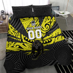 Custom Panthers Rugby 60th Anniversary Bedding Set Penrith Polynesian Tribal Pattern - Traditional Tattoo