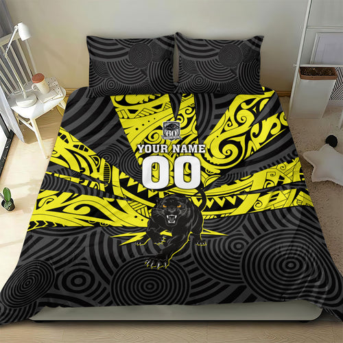 Custom Panthers Rugby 60th Anniversary Bedding Set Penrith Polynesian Tribal Pattern - Traditional Tattoo