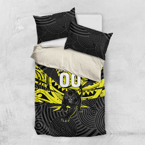 Custom Panthers Rugby 60th Anniversary Bedding Set Penrith Polynesian Tribal Pattern - Traditional Tattoo
