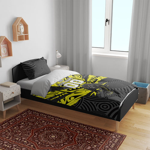Custom Panthers Rugby 60th Anniversary Bedding Set Penrith Polynesian Tribal Pattern - Traditional Tattoo