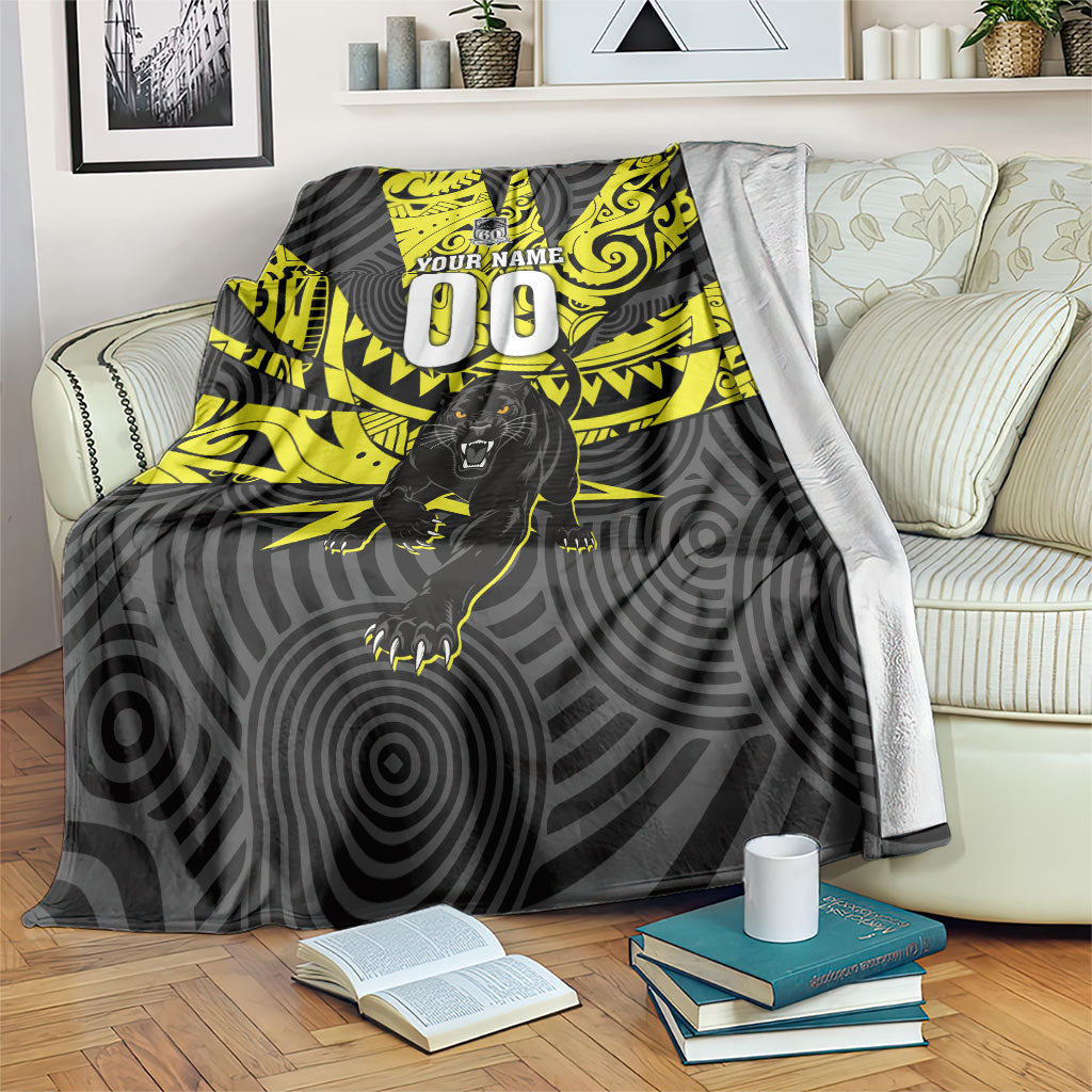 Custom Panthers Rugby 60th Anniversary Blanket Penrith Polynesian Tribal Pattern - Traditional Tattoo