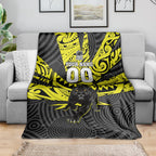 Custom Panthers Rugby 60th Anniversary Blanket Penrith Polynesian Tribal Pattern - Traditional Tattoo