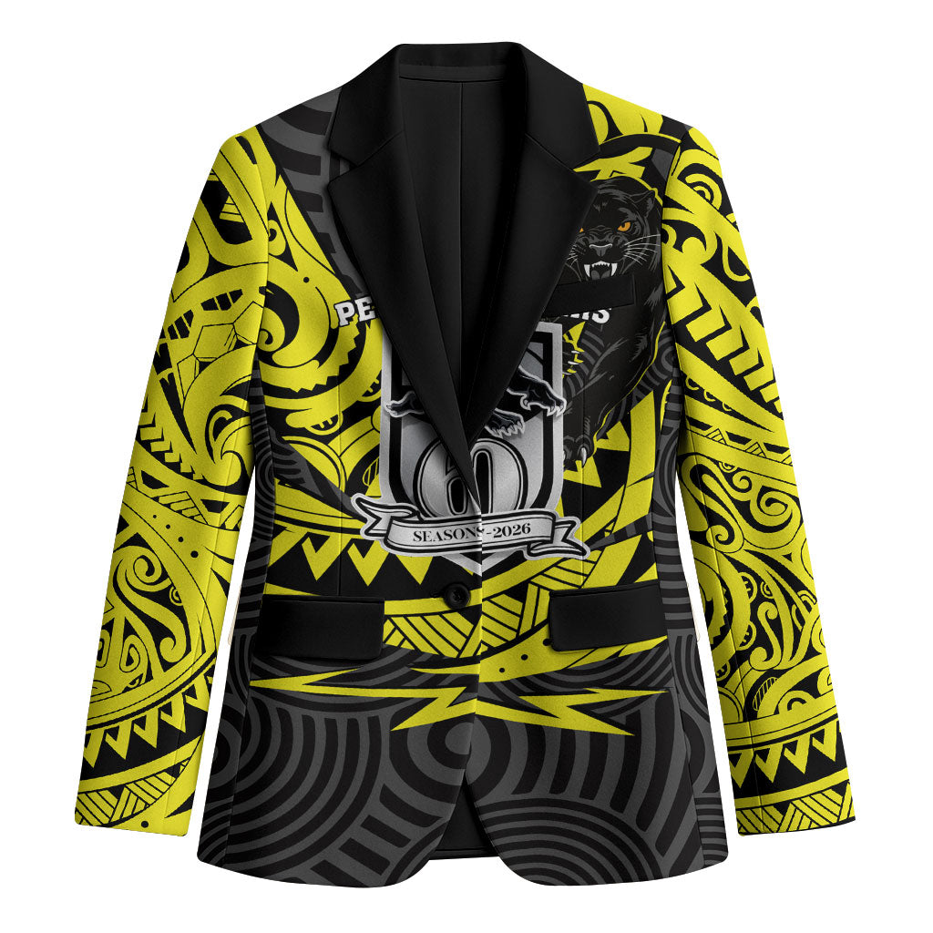 Custom Panthers Rugby 60th Anniversary Blazer Penrith Polynesian Tribal Pattern - Traditional Tattoo
