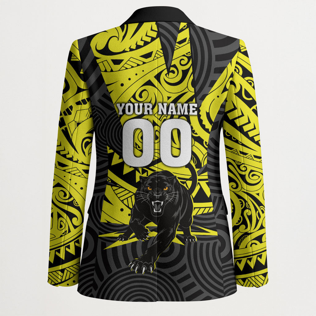 Custom Panthers Rugby 60th Anniversary Blazer Penrith Polynesian Tribal Pattern - Traditional Tattoo