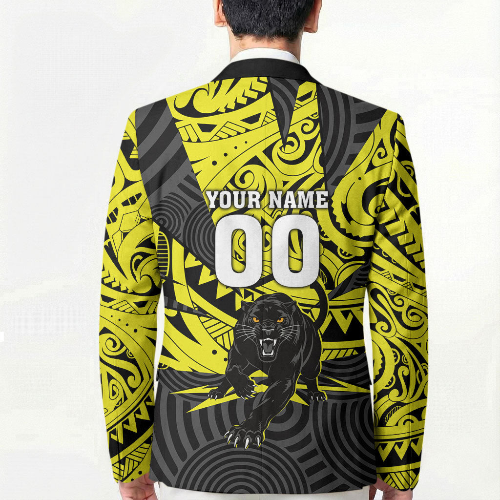 Custom Panthers Rugby 60th Anniversary Blazer Penrith Polynesian Tribal Pattern - Traditional Tattoo