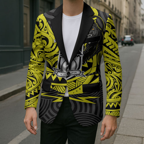 Custom Panthers Rugby 60th Anniversary Blazer Penrith Polynesian Tribal Pattern - Traditional Tattoo