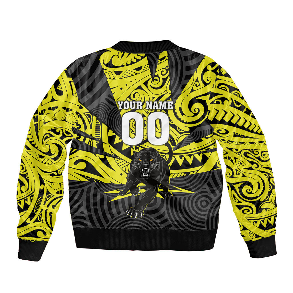 Custom Panthers Rugby 60th Anniversary Bomber Jacket Penrith Polynesian Tribal Pattern - Traditional Tattoo