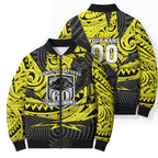 Custom Panthers Rugby 60th Anniversary Bomber Puffer Jacket Penrith Polynesian Tribal Pattern - Traditional Tattoo