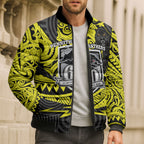 Custom Panthers Rugby 60th Anniversary Bomber Puffer Jacket Penrith Polynesian Tribal Pattern - Traditional Tattoo