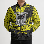 Custom Panthers Rugby 60th Anniversary Bomber Puffer Jacket Penrith Polynesian Tribal Pattern - Traditional Tattoo