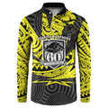 Custom Panthers Rugby 60th Anniversary Button Sweatshirt Penrith Polynesian Tribal Pattern - Traditional Tattoo