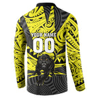 Custom Panthers Rugby 60th Anniversary Button Sweatshirt Penrith Polynesian Tribal Pattern - Traditional Tattoo