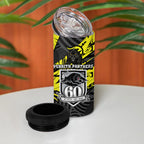 Custom Panthers Rugby 60th Anniversary 4 in 1 Can Cooler Tumbler Penrith Polynesian Tribal Pattern - Traditional Tattoo