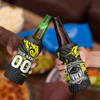 Custom Panthers Rugby 60th Anniversary 4 in 1 Can Cooler Tumbler Penrith Polynesian Tribal Pattern - Traditional Tattoo
