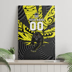 Custom Panthers Rugby 60th Anniversary Canvas Wall Art Penrith Polynesian Tribal Pattern - Traditional Tattoo