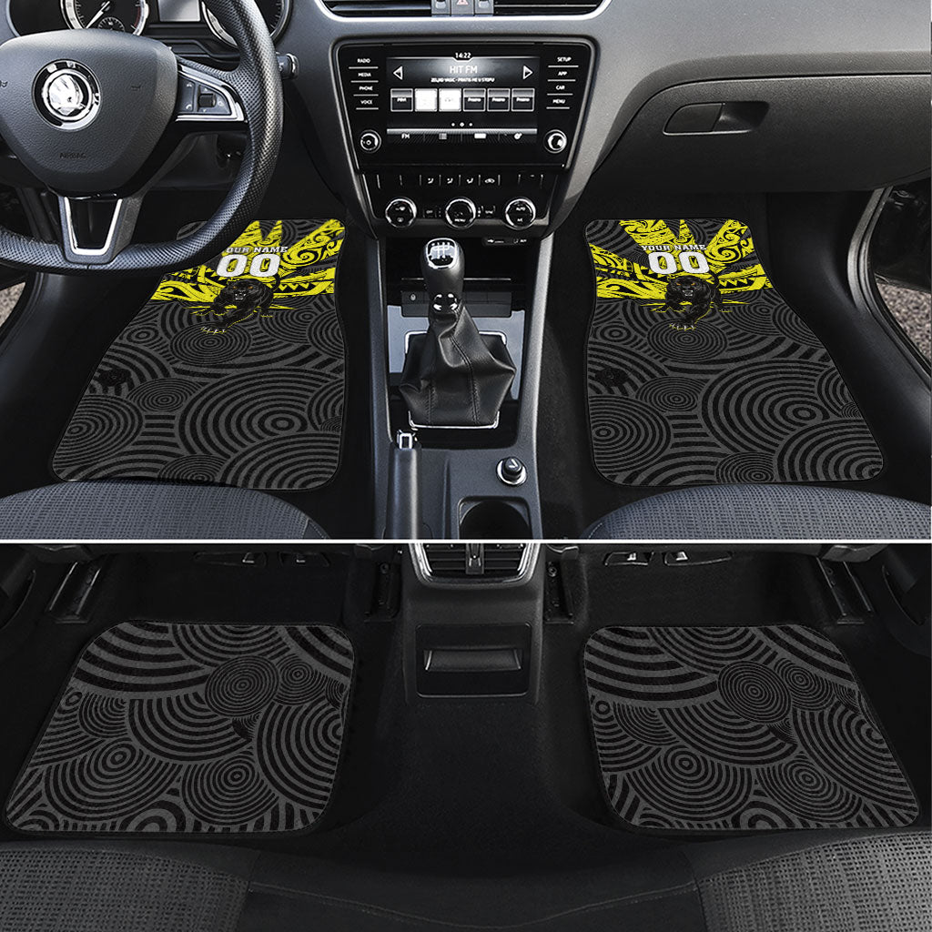 Custom Panthers Rugby 60th Anniversary Car Mats Penrith Polynesian Tribal Pattern - Traditional Tattoo