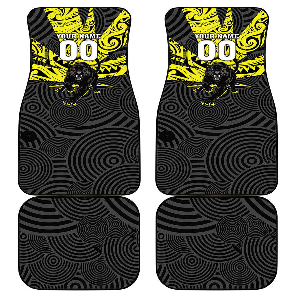 Custom Panthers Rugby 60th Anniversary Car Mats Penrith Polynesian Tribal Pattern - Traditional Tattoo